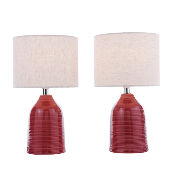 (image for) Laura Ashley Penny Table Lamp Red Ceramic and Polished Chrome With Shade